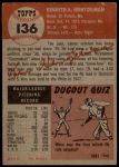 1953 Topps #136  Ken Heintzelman  Back Thumbnail