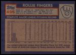 1984 Topps #495  Rollie Fingers  Back Thumbnail