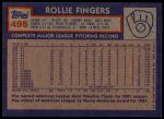 1984 Topps #495  Rollie Fingers  Back Thumbnail