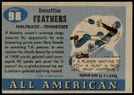 1955 Topps #98  Beattie Feathers  Back Thumbnail