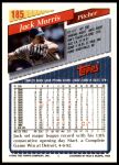 1993 Topps #185  Jack Morris  Back Thumbnail