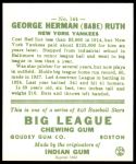 1933 Goudey Reprint #144  Babe Ruth  Back Thumbnail