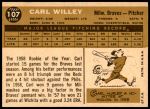 1960 Topps #107  Carlton Willey  Back Thumbnail