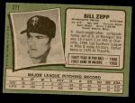 1971 Topps #271  Bill Zepp  Back Thumbnail