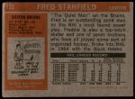 1972 Topps #135  Fred Stanfield  Back Thumbnail